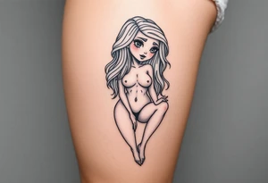 Naked cartoon girl large tattoo idea