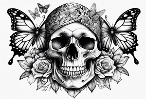 skull & butterflies tattoo idea