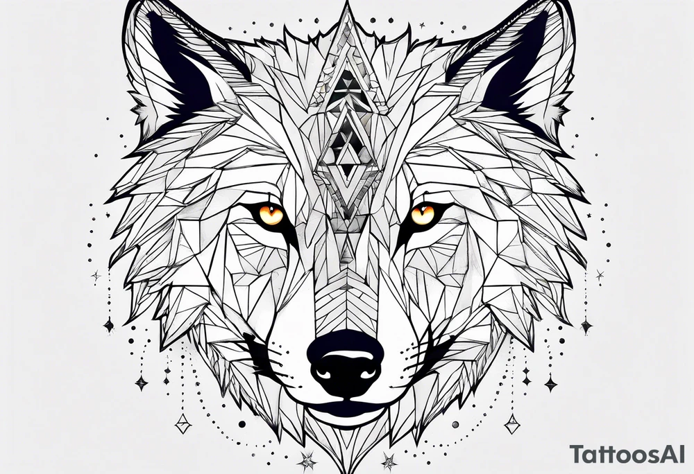 Constellation, animal wolf snow , géométric tattoo idea