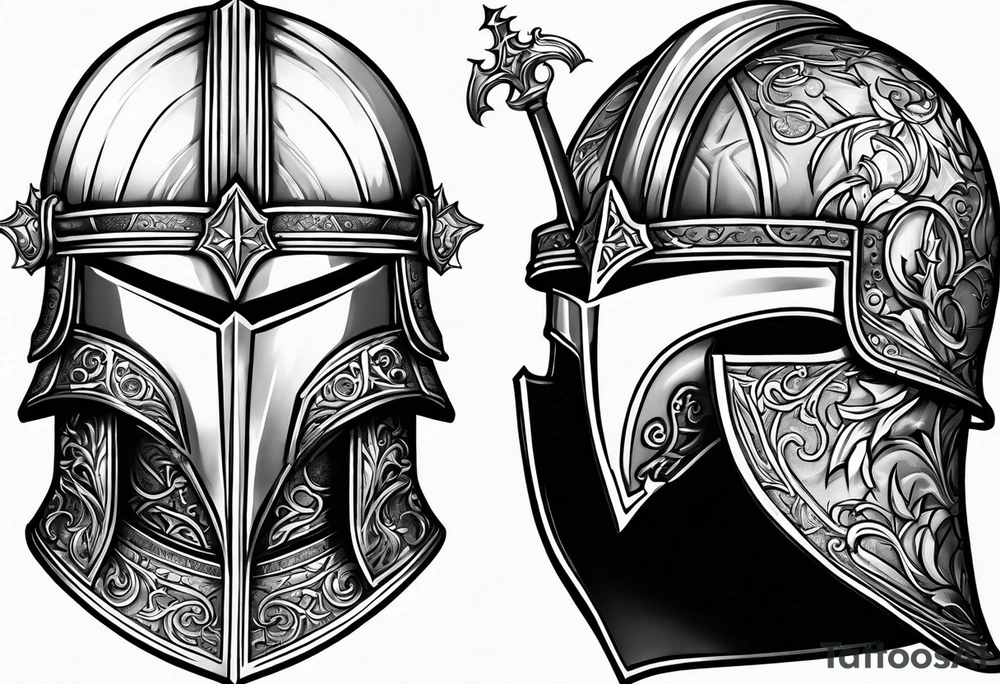 medieval knight helmet tattoo idea