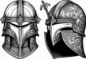 medieval knight helmet tattoo idea