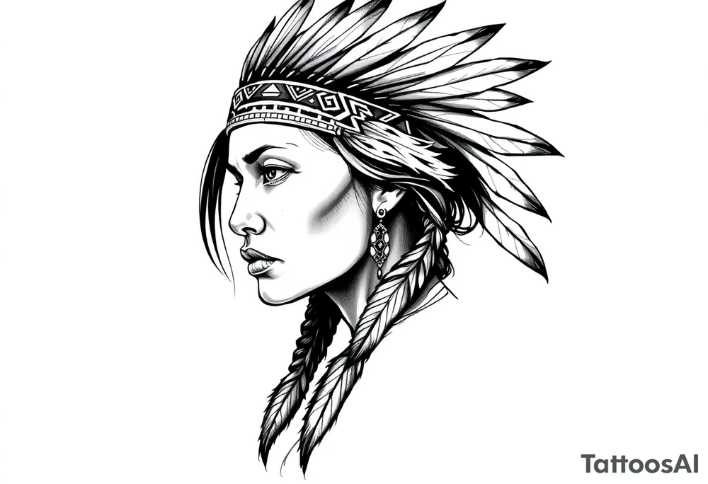 Female Native American tattoo idea