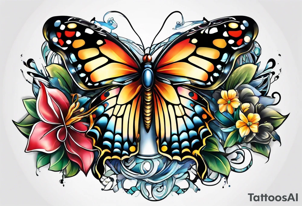 Butterflies with snake tattoo idea