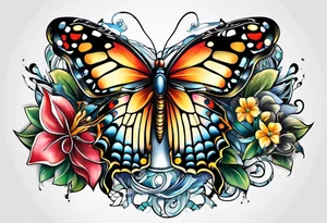 Butterflies with snake tattoo idea