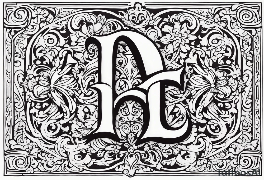 Use the following letter combinations in a decorative tatoo design: CM, AL, ER, and EG tattoo idea
