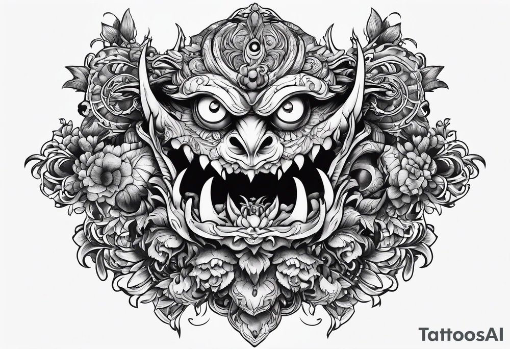 Beautiful Eldridge horror creature thigh tattoo tattoo idea