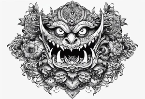 Beautiful Eldridge horror creature thigh tattoo tattoo idea