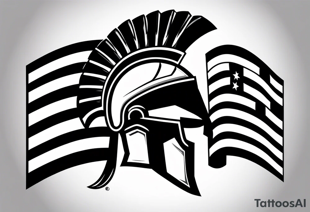 Spartan warrior helmet with American flag tattoo idea