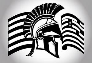 Spartan warrior helmet with American flag tattoo idea