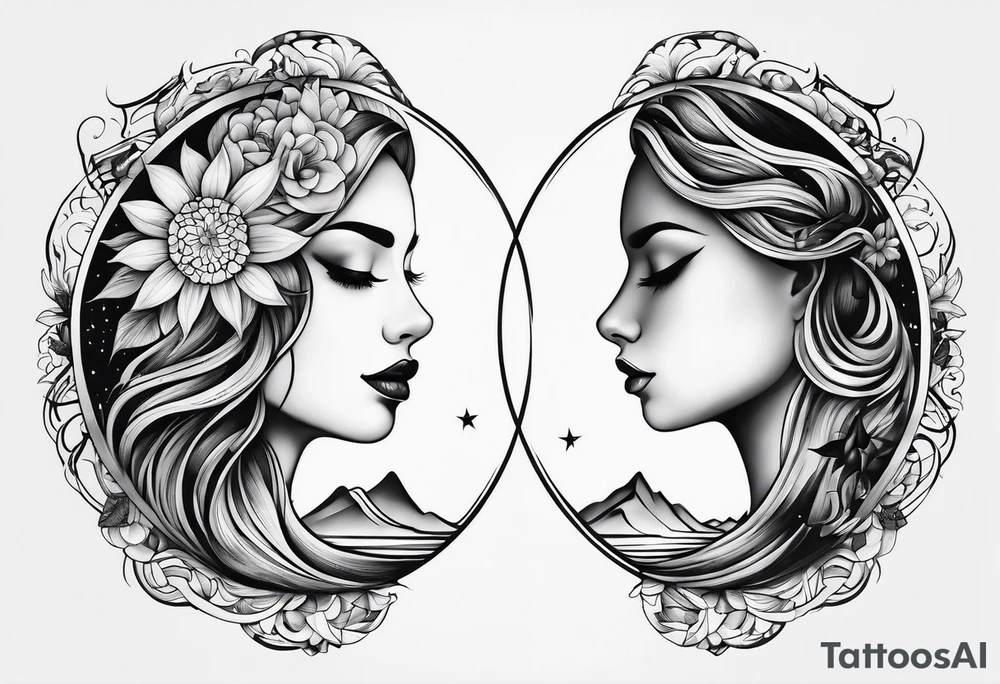 minimalista, sol y luna tattoo idea