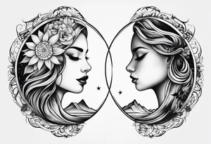 minimalista, sol y luna tattoo idea