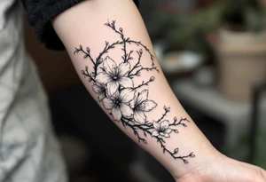 Lycoris radiata from the anime demon slayer and Cherry Blossoms wrapped around the arm tattoo idea