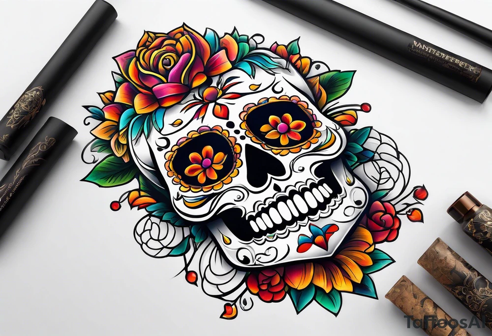 Mexico day of dead tattoo idea