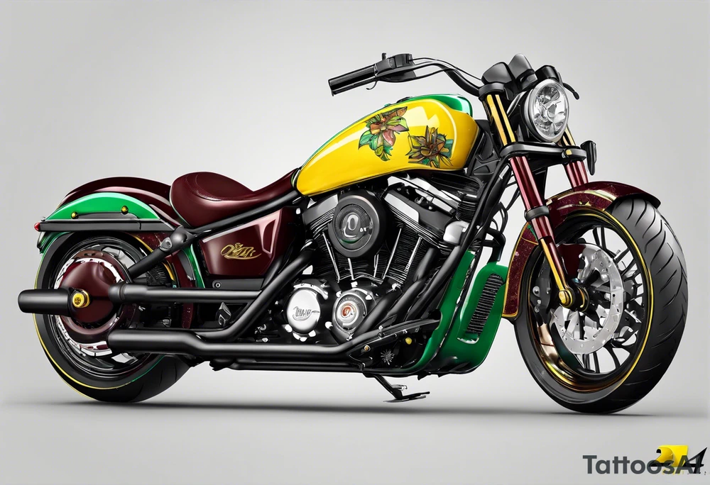 Number 24 with colors green, yellow, maroon and black tattoo idea