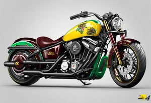Number 24 with colors green, yellow, maroon and black tattoo idea