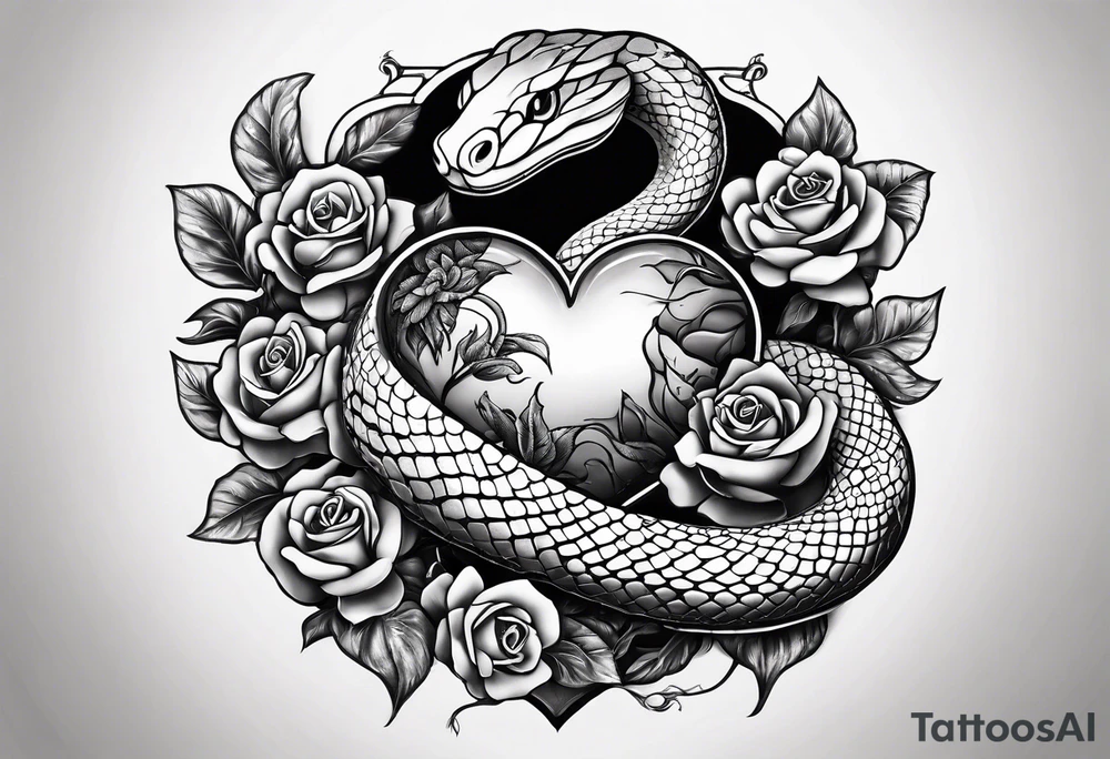 Snake eating human heart tattoo idea