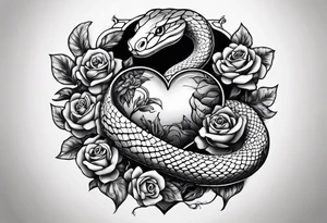 Snake eating human heart tattoo idea
