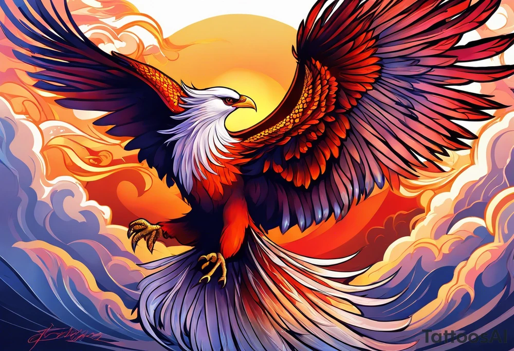 russian firebird phoenix in-flight with very long fancy tail "Isaiah 43: 18-19" tattoo idea
