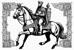 Georgian king david the builder on horse with book in hes hand tattoo idea