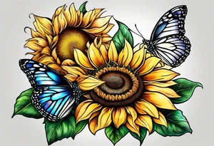 Butterflies and sunflower tattoo idea