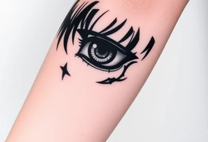 The eye and face of eren jaeger from shingeki no kyojin with titan marks after transforming tattoo idea
