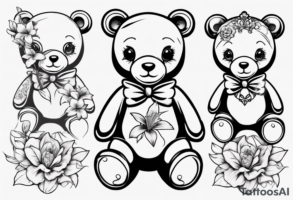 Lily teddy bear tattoo idea