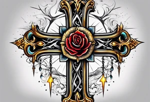 Cross with lightning coming from it tattoo idea