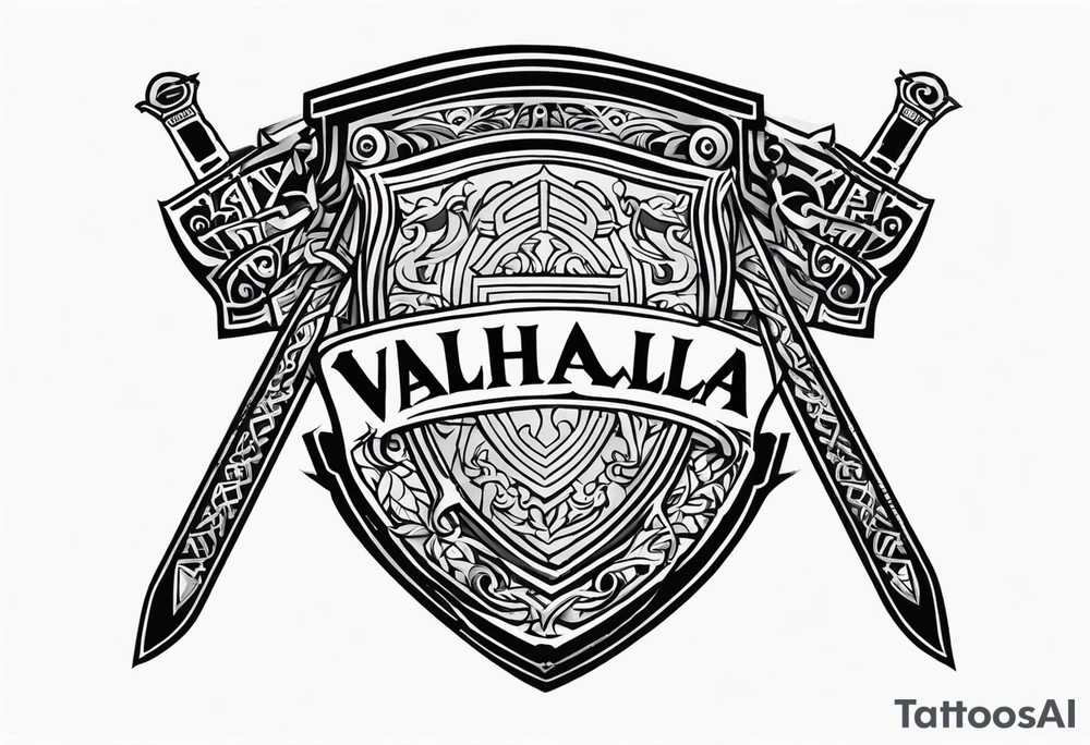 Valhalla steps shield sword tattoo idea