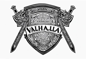 Valhalla steps shield sword tattoo idea