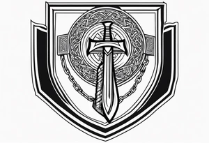 Valhalla shield sword axe Valknut chains tattoo idea