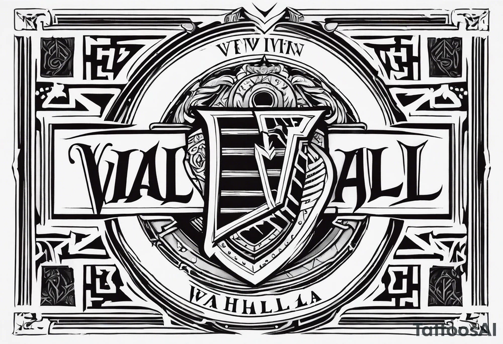 Valhalla shield sword  axe stairs tattoo idea