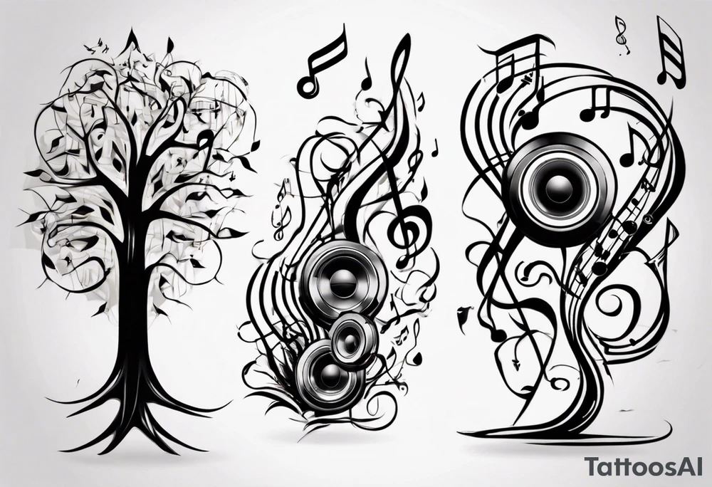 music speaker note tree stave notes tattoo idea