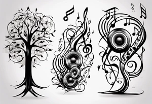 music speaker note tree stave notes tattoo idea