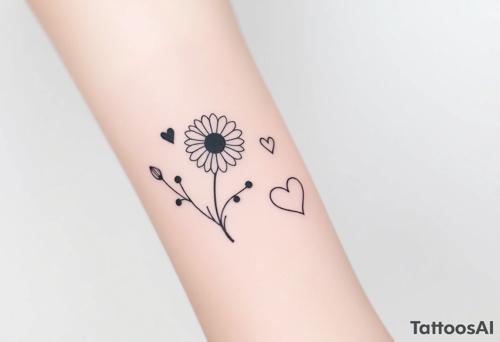 Yellow daisy & Purple Hearts tattoo idea