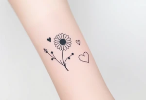 Yellow daisy & Purple Hearts tattoo idea