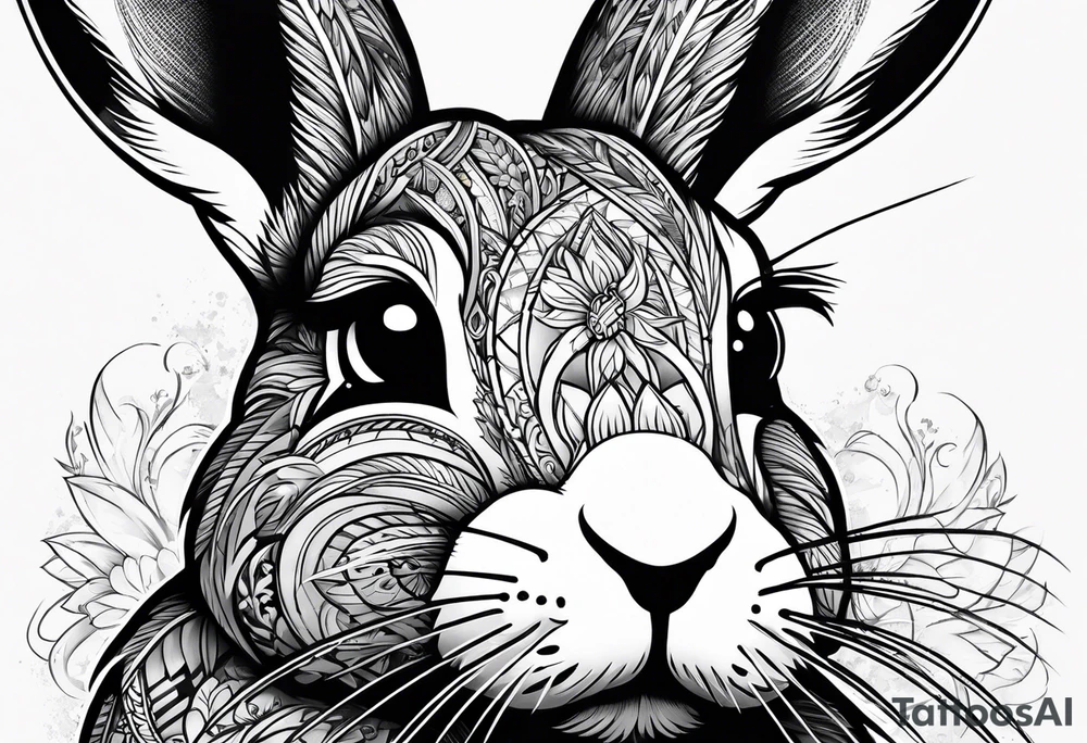Bunny rabbit with Kirsty R written underneath tattoo idea