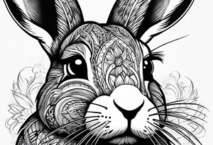 Bunny rabbit with Kirsty R written underneath tattoo idea