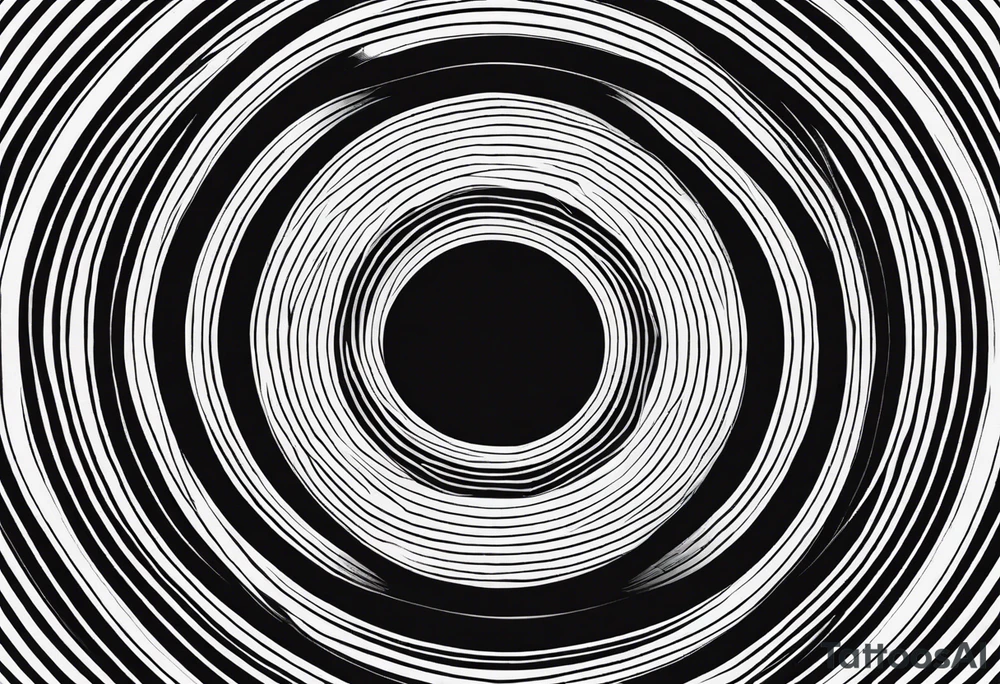 Concentric circles with alternating rings that flip from black to white every 90 degrees, alternating with an mc Escher vibe tattoo idea