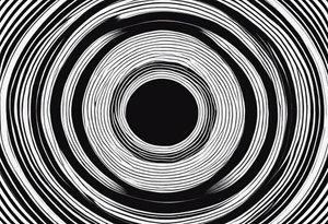 Concentric circles with alternating rings that flip from black to white every 90 degrees, alternating with an mc Escher vibe tattoo idea