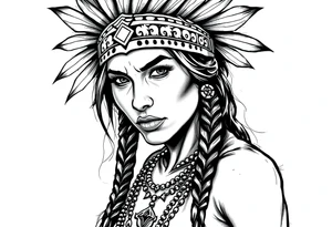 Fierce Female Native American tattoo idea
