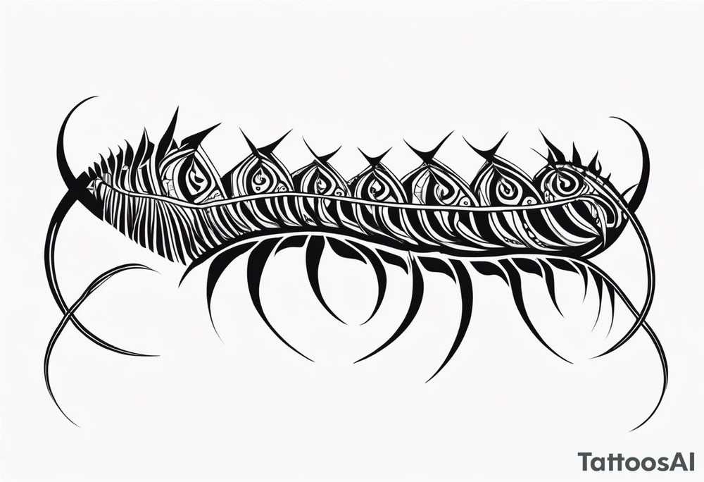 Long legs tribal centipede tattoo idea