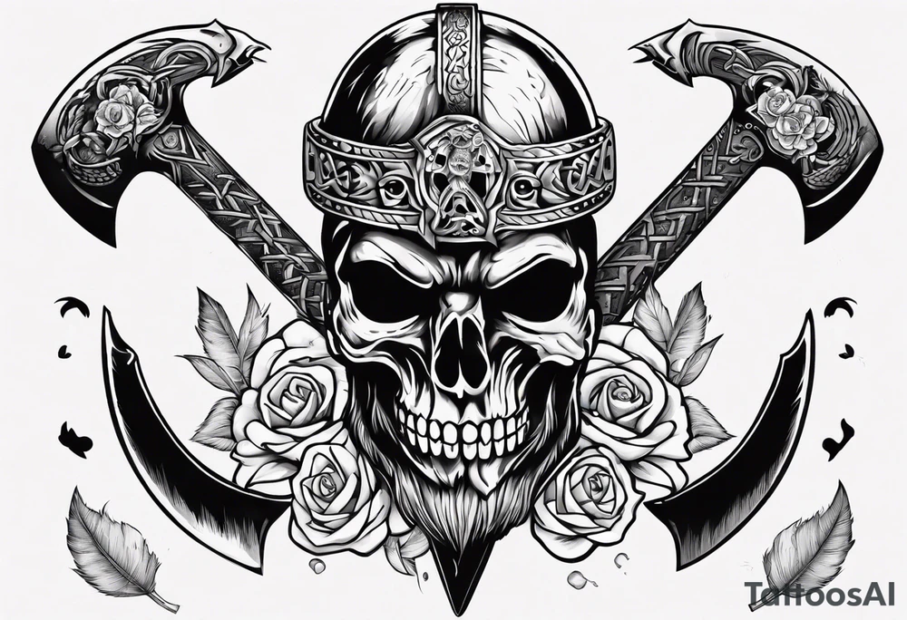 viking axe with crow and sugar skull tattoo idea viking axe with crow and sugar skull tattoo idea