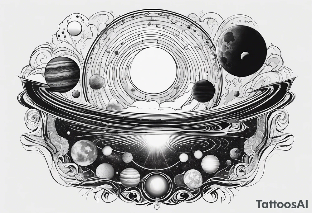 symbolist version of the solar system tattoo idea