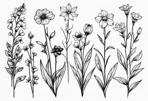 small long stem wildflowers tattoo idea