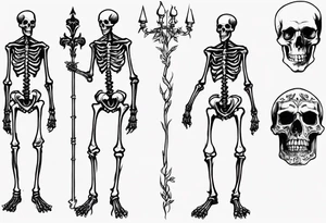 Tall creepy Skeletal figure tattoo idea