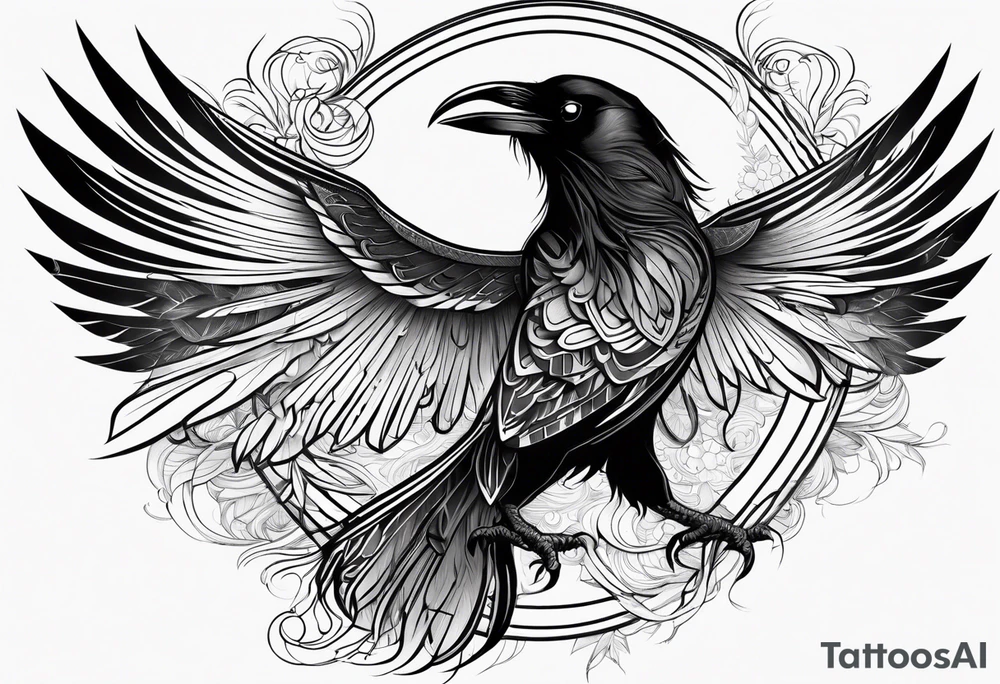 Raven changing into a phoenix tattoo idea