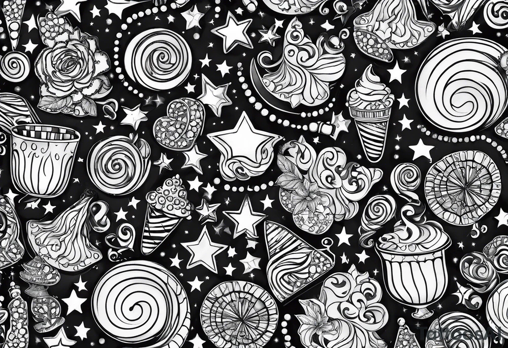 20 oz tumbler banner design, candy, minimalist, spellbound, voodoo, moon, stars, Halloween tattoo idea