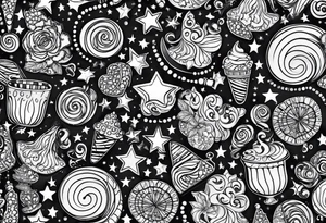 20 oz tumbler banner design, candy, minimalist, spellbound, voodoo, moon, stars, Halloween tattoo idea