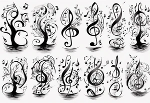 music speaker note tree stave notes tattoo idea