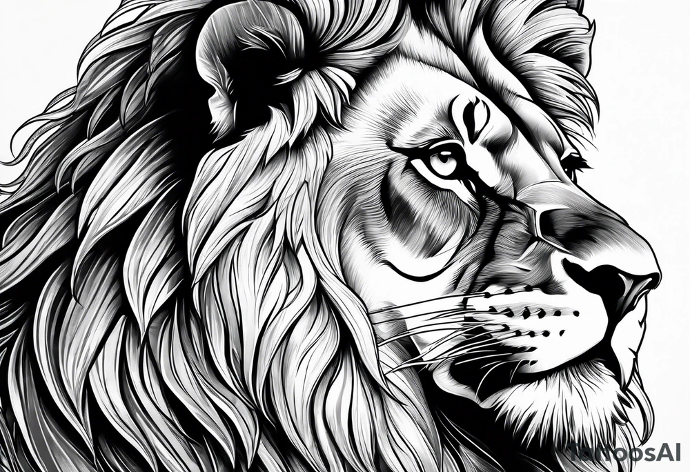 powerful majestic lion, close-up tattoo idea